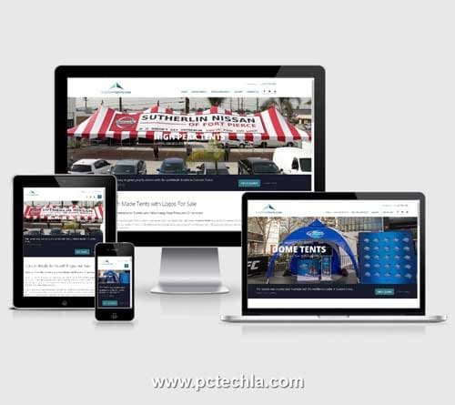 Affordable responsive website design - Custom Tents, Los Angeles CA USA